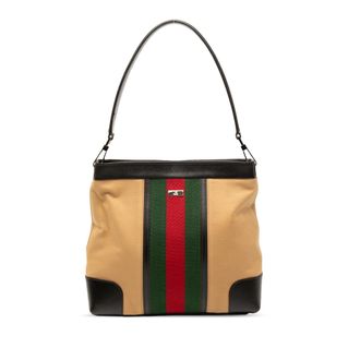 Gucci Voorafbezit Canvas Web Schoudertas