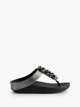 FitFlop Womens Fino Bauble Bead Toe Post Sandals In Black