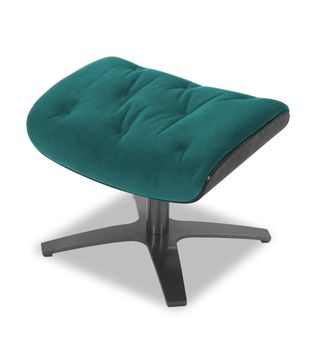 MyNewDesign Puf de tela azul petroleo y roble negro