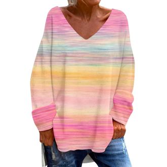 Generic Breast Cancer Motif Pullover Womens Breast Cancer Sweatshirt V-Neck Long Sleeves Casual Sweatshirts Without Hood Loose Casual Long Sleeve Shirt Fashio