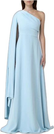 Solace London Abito Monospalla Yazmin - Dames - Jurken - Blauw - Maat: 2XS Poliester