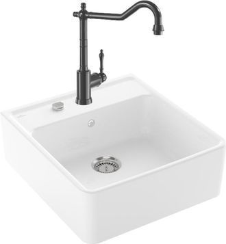 Villeroy & Boch Villeroy&boch - Villeroy Et Boch Sello Tradicional De Fregadero De Oficina 1 Seno Autodrenante + Grifo De Cocina Avia 2.0 Antracita