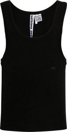 Natasha Zinko logo-print tank top - unisex - Cotton/Spandex/Elastane - S - Black
