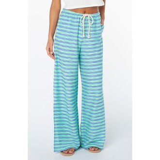 Roxy Beach Breeze Stripe Drawstring Waist Stretch Cotton Pants in Spring Bud at Nordstrom, Size Xx-Large