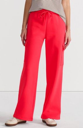 Lands End Serious Sweats High Rise Wide Leg Cargo Pants in Deep Coral at Nordstrom, Size X-Small