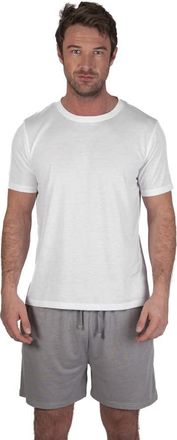 Light & Shade LSSET032 Mens Crew Neck T-Shirt and Short Pyjama Set, White, XXL