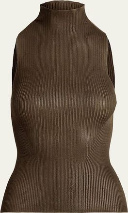 Ralph Lauren Collection Foiled Rib-Knit Mockneck Sweater
