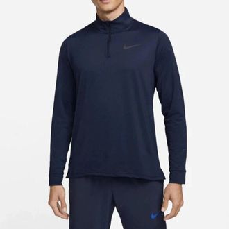 Nike Pro Top Mens Obsidian Blue Dri-FIT 1/4 Zip Pullover Training UPS908