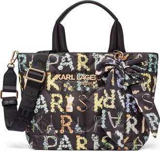 Karl Lagerfeld Voyage Nylon Tote with Bow in Black Multi at Nordstrom
