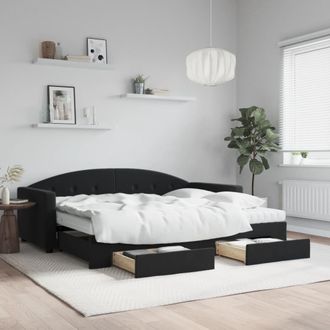 vidaXL Vidaxl - Sof&aacute; Cama Nido Con Cajones Terciopelo Negro 90x200 Cm