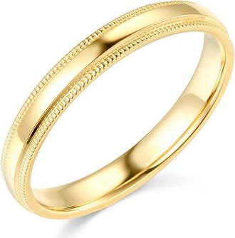 Pompeii3 4mm Milgrain Plain High Polished Dome Wedding Band 10k White, Yellow, Rose Gold