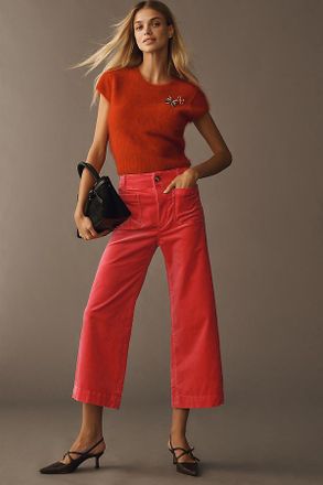 Maeve The Colette Velvet Crop Wide-Leg Pants by Maeve