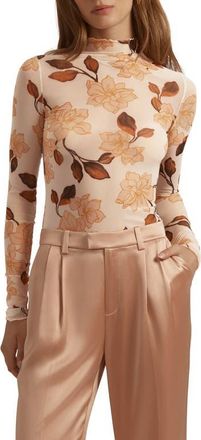 Favorite Daughter The Sheer Fantasy Mock Neck Top in Bare Roses at Nordstrom, Size X-Large