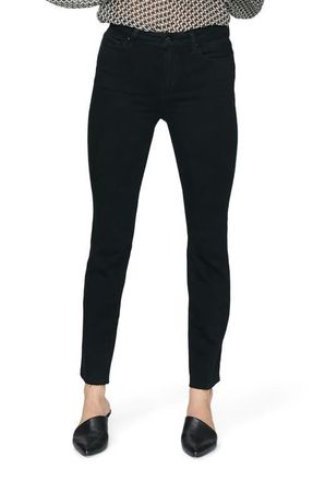 Paige Cindy Raw Hem Straight Leg Jeans in Black Shadow at Nordstrom, Size 33
