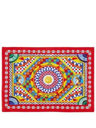 Dolce & Gabbana Carretto-print placemat and napkin set - unisex - Linen/Flax - One Size - Red