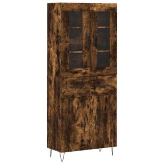 vidaXL Vidaxl - Aparador Alto Madera Contrachapada Roble Ahumado 69,5x34x180 Cm