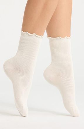 Nordstrom Lettuce Edge Quarter Crew Socks in Ivory Tofu at Nordstrom, Size 9