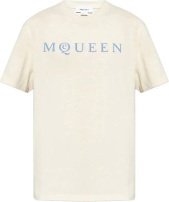 Alexander McQueen Hombre, Camisetas, Beige, Talla: S