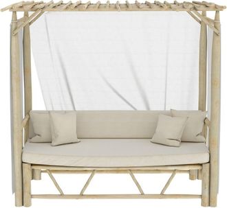 Rendez-Vous D&eacute;co Cama con dosel de exterior en rama de teca y lona