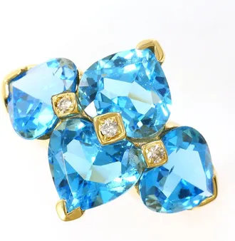 C&A Blue Yellow Gold Yellow Gold (18K) Band Ring (Pre-Owned)