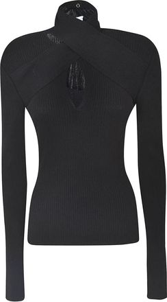 Msgm Geribbelde Top - Dames - Coltruien - Zwart - L - Truien & Vesten