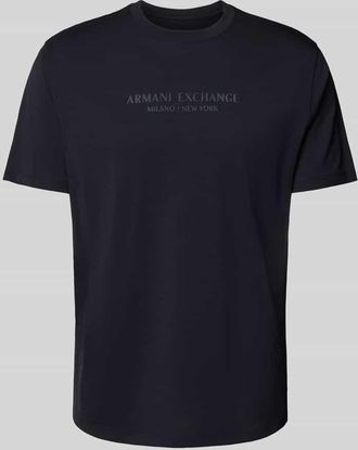 A|X Armani Exchange T-Shirt mit Label-Print in Marine, Größe XXL