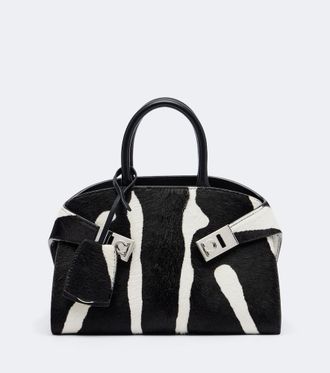 Ferragamo Hug Small zebra print top-handle bag