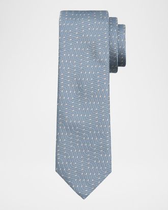 Giorgio Armani Men & apos;s Jacquard Chevron Silk Tie
