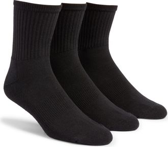 Nordstrom 3-Pack Everyday Low Crew Socks in Black at Nordstrom
