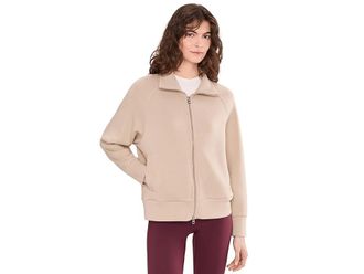 Varley Tyde Zip Through Sweat Womens Sweatshirt Light Taupe : XXS, Elastane/Polyester/Viscose