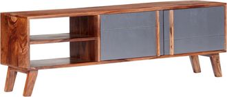 vidaXL Vidaxl - Mueble Para Tv Madera Maciza Gris 140x30x35 Cm