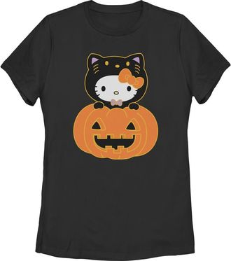 Hello Kitty Womens Hello Kitty Halloween Pumpkin and Kitty Graphic T-Shirt in Black at Nordstrom, Size Xx-Large