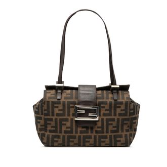 Fendi Pre-owned Womens Zucca Canvas Bento Box Shoulder Bag - Dark Brown Textile - One Size