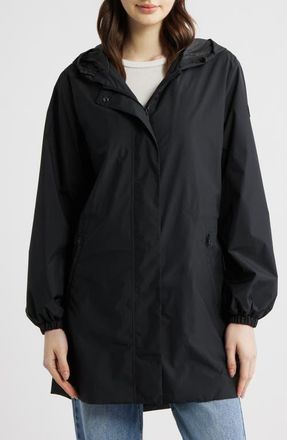 Save The Duck Fleur Water Resistant Hooded Raincoat in Black at Nordstrom, Size 1
