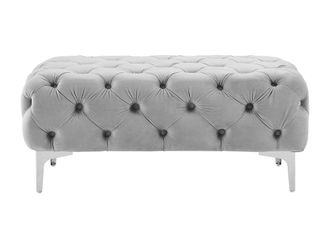 VENTE-UNIQUE.COM Puf chesterfield de terciopelo gris claro edwinawordwrap{70}}