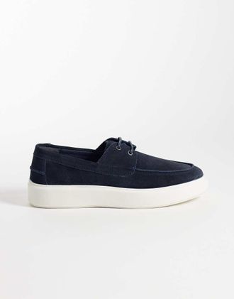Asos Scarpe stringate in camoscio blu navy