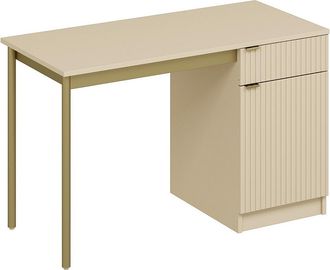 Vente-Unique Escritorio con almacenamiento - MDF y metal - Beige y dorado - MILIAKI de Pascal Morabito