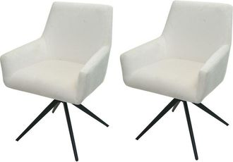 Hhg Hhg - Nunca Usado] Juego De 2 Sillas De Comedor 081, Silla De Cocina Apoyabrazos Giratorio Posici&oacute;n Autom&aacute;tica Tela Mvg, Crema-beige