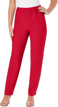 Roaman's Plus Size Classic Bend Over Structured Straight Leg Pull-On Pant in Vivid Red at Nordstrom, Size 32Short