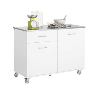 SoBuy Carro De Cocina Carrito De Servir Multiusos Con 1 Caj&oacute;n Y 2 Puertas Estanter&iacute;a Carrito Auxiliar Con 4 Ruedas Blanco 120 X 56 X 90 Cm Fkw117-w Sobuy Es