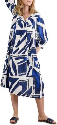 Seasalt Cornwall Earth Organic Cotton Caftan Dress in Harbour Sails Chalk at Nordstrom, Size 10 Us