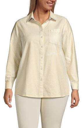 Lands End Oxford Shirt in Goldenrod Pinstripe at Nordstrom, Size 2X