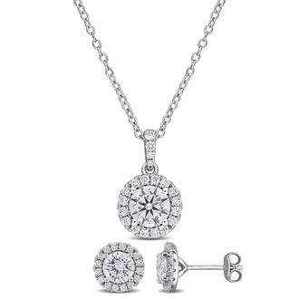 Mimi & Max Created Forever 2 7/8ct TGW Oval or Round-Cut Lab-Grown Diamond Jewelry Set Sterling Silver