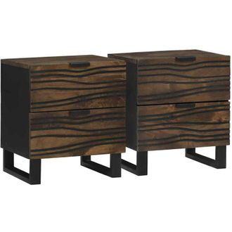 vidaXL Vidaxl - Armario de Noche con cajón 2 pcs Nogal 40 x 33 x 46 cm