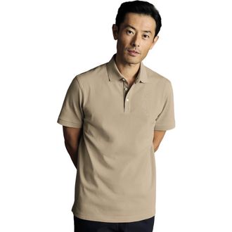 CHARLES TYRWHITT Solid Short Sleeve Cotton Tyrwhitt Pique Polo in Taupe at Nordstrom, Size Xx-Large