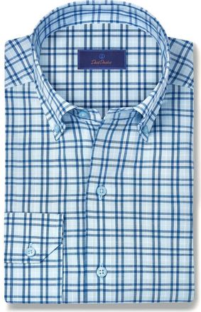 David Donahue Check Slub Sport Shirt in Sky/Navy at Nordstrom Rack, Size X-Large