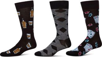 MeMoi Hobby Assorted 3-Pack Crew Socks in Black at Nordstrom, Size 10-13