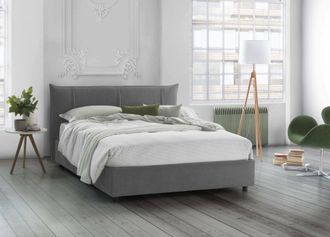 Dmora Dmora - Cama Matrimonial Dfecci, Cama Contenedor Con Revestimiento De Tela, 100% Made In Italy, Apertura Frontal, Con Colch&oacute;n De Cm 160x200 Incluido, 