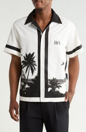 Rta Nathan Button-Up Shirt in White Palm Trees at Nordstrom Rack, Size Xxx-Large