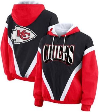 WEAR by Erin Andrews Womens WEAR by Erin Andrews Red/Black Kansas City Chiefs Plus Size Retro Crinkle Full-Zip Hoodie Windbreaker Jacket at Nordstrom, Size 4X
